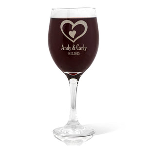 Double Heart Wine Glass