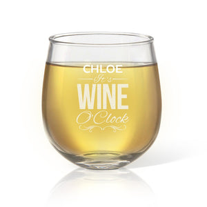 Wine O'Clock Stemless Wine Glass